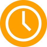 Orange clock icon showing two o'clock.